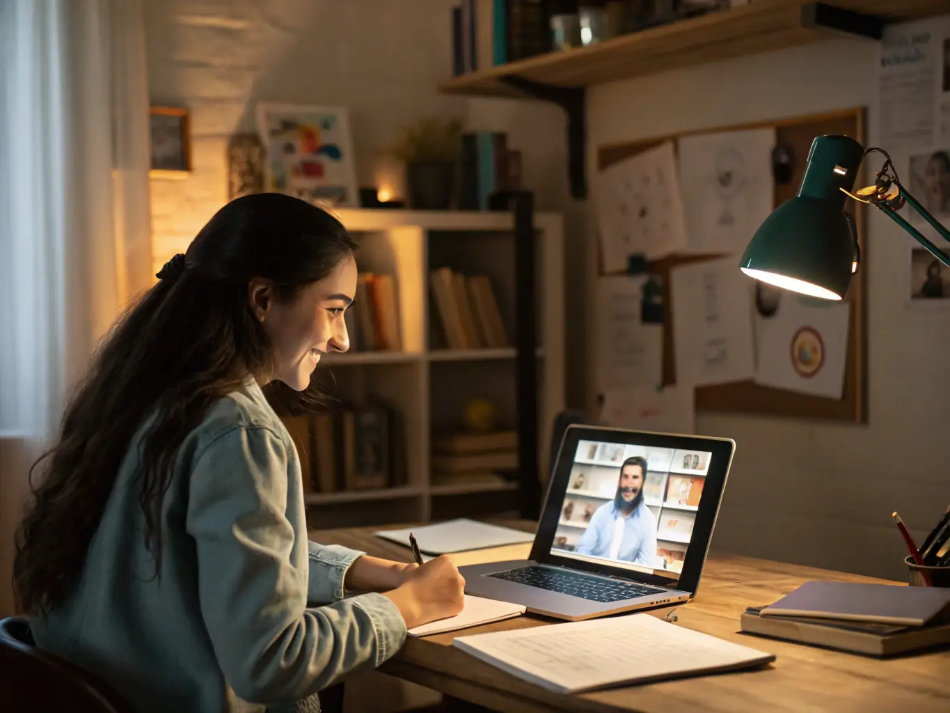 A person completing an online notarization session on their laptop, showing a secure video call with a notary public.