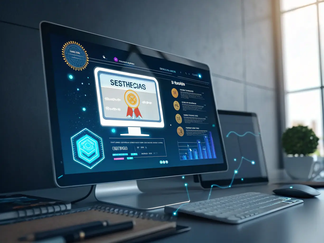 A digital representation of an apostille certificate being securely transmitted online, symbolizing the convenience and speed of Valor Docs' services.